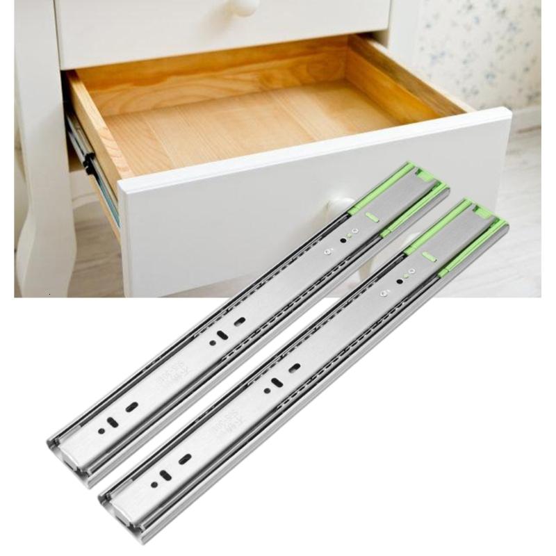 1Pair Stainless Steel Drawer Slides Buffer Damper Rail Soft Close ...