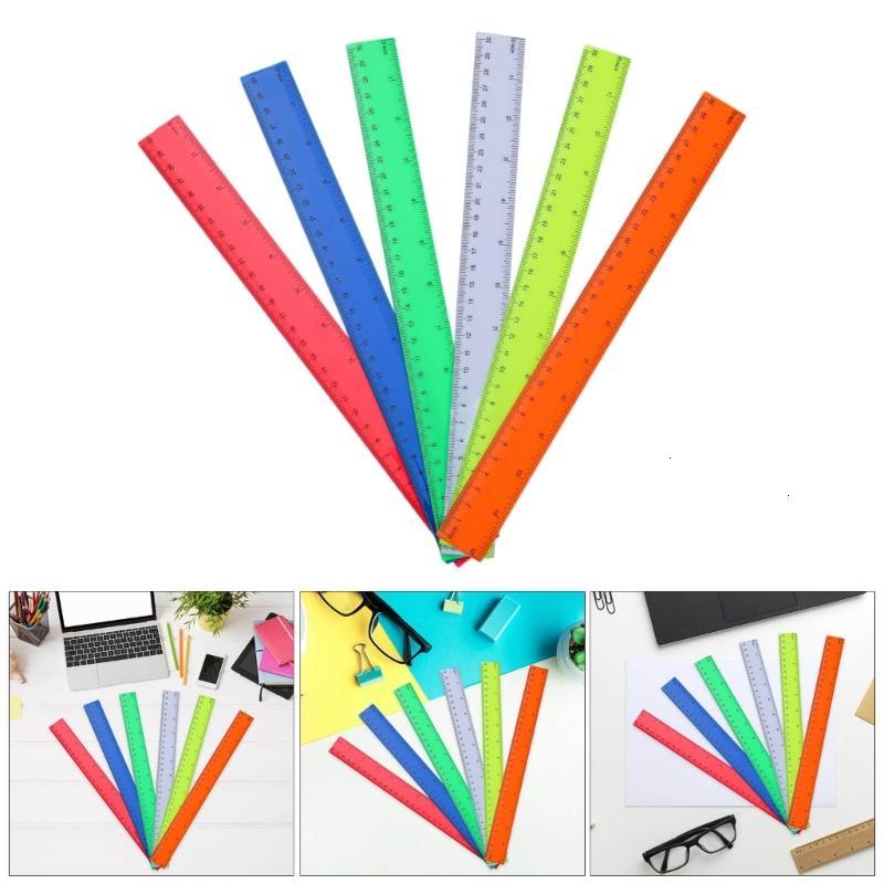 6Pcs 12Inch Straight Rulers Clear Rulers Math Ruler Measuring Tool ...