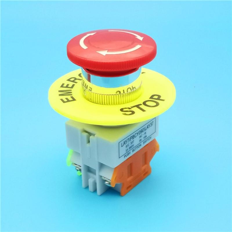 Red Mushroom Cap 1NO 1NC-DPST Emergency-Stop Push Button-Switch ...