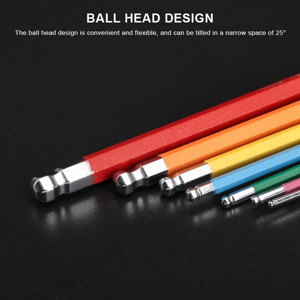 Ball End Hex Key Set Color-Coded Metric 7pcs Allen Key Set 1.5 - 6mm ...